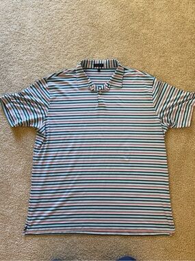 Peter Millar Crown Crafted XXL Sporty Athletic Striped Collared Men’s Shirt